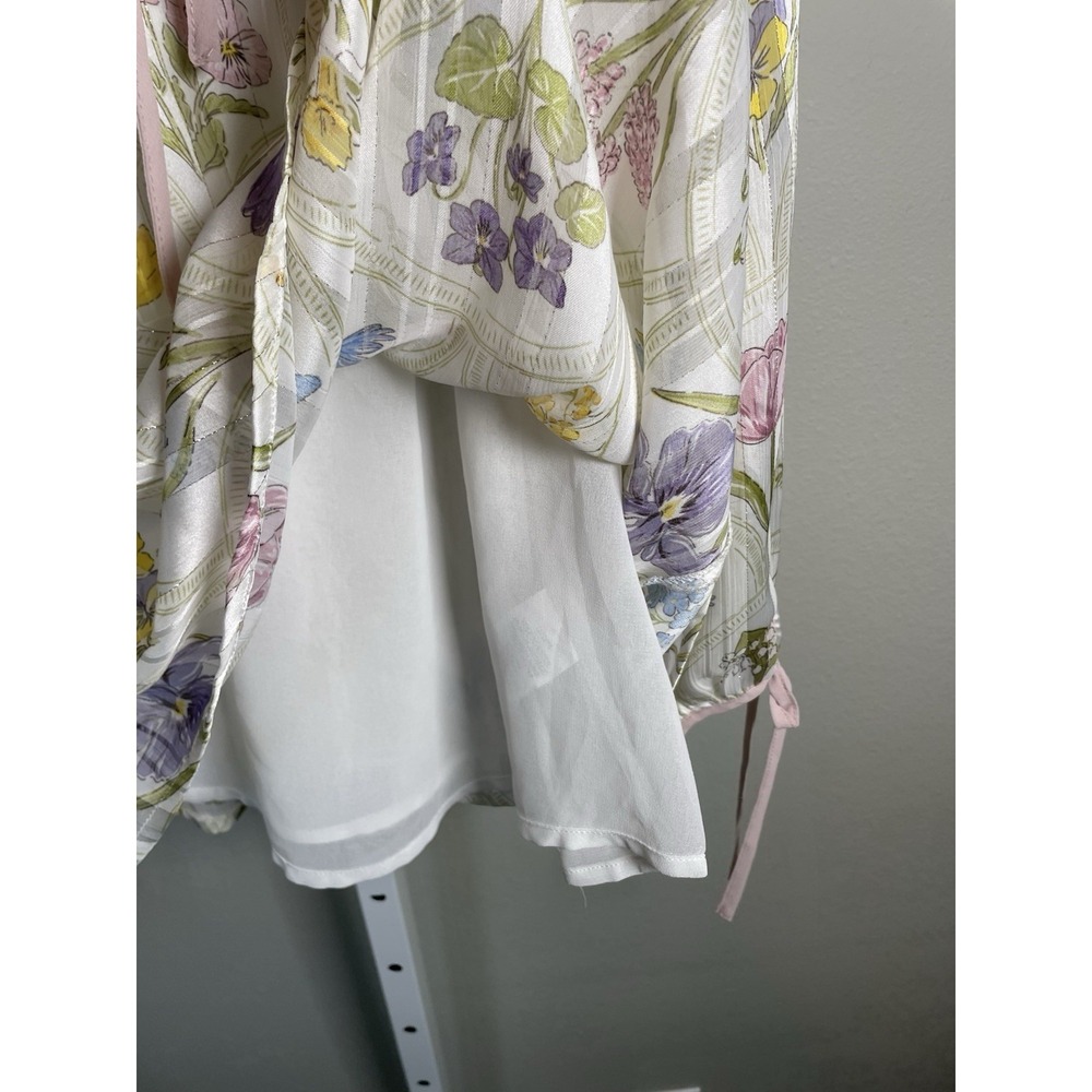 Rachel Zoe Blouse Women's Small Floral Spring Summer Garden Cottage Peasant Top - Picture 5 of 10
